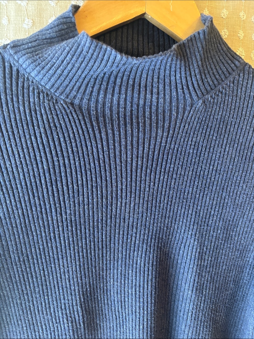 Talbots Ribbed Mock Neck Sweater - Navy Blue - Picture 4 of 5